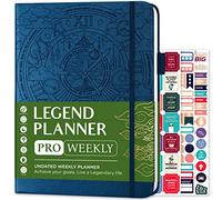 Legend Planner PRO - Planificateur de vie hebdomadaire et mensuel de luxe pour augmenter la productivité et atteindre vos objectifs - Carnet de gestion du temps - Non daté - Couverture rigide 18 x