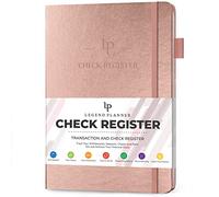 Legend Planner Registre de chèques - Grand livre comptable pour les petites entreprises et usage personnel - Carnet de compte chèques pour suivre les revenus, les dépenses et les transactions financières - 17,8 x 25,4 cm, 193 pages (or rose)