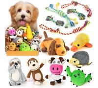 LEGEND SANDY Lot de 12 Jouets couineurs pour Chiens de Petite Taille, Jouets à mâcher pour Chiots pour la Dentition, Jouet en Corde et Animaux en Peluche Mignons