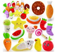 LEGEND SANDY Lot de 14 Jouets couineurs en Peluche Mignons pour Chiens, Fruits, collations et légumes
