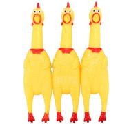LEGEND SANDY Lot de 3 Poules hurlantes en Caoutchouc Jaune Qui couinent - Jouet Fantaisie et Durable pour Enfants et Chiens