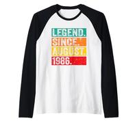 Legend Since August 1986 40th Birthday Retro 40 Years Old Manche Raglan