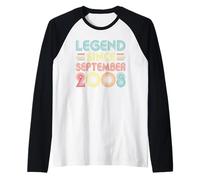 Legend Since September 2008 18th Birthday Retro 18 Years Old Manche Raglan
