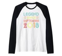 Legend Since September 2018 8th Birthday Retro 8 Years Old Manche Raglan