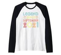 Legend Since September 2021 5th Birthday Retro 5 Years Old Manche Raglan