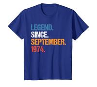 Legend Since Septembre 1974 Anniversaire Vintage T-Shirt, Enfant, Bleu Royal, 4 Ans