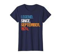 Legend Since Septembre 1974 Anniversaire Vintage T-Shirt, Femme, Bleu Marine, M