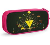 Legend Zelda ? Trousse À Stylos De Grande Capacité, Trousse À Crayons À Double Fermeture Éclair, Organisateur De Papeterie, Sac De Papeterie, Sac À Cosmétiques, Noir-Rose