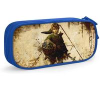 Legend Zelda ? Trousse À Stylos De Grande Capacité, Trousse À Crayons À Double Fermeture Éclair, Organisateur De Papeterie, Sac De Papeterie, Sac À Cosmétiques Bleu-Bleu