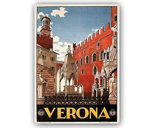 Legendarte Reproduction d'affiche publicitaire - Verona - Impression Haute définition sur Plaque en Acier Inoxydable - cm. 30x40