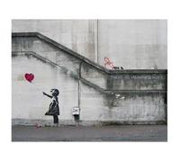 Legendarte - Tableau Impression Sur Toile - Fille avec Ballon Rouge Banksy cm. 60x80