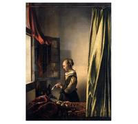 Legendarte - Tableau, Impression Sur Toile - La Liseuse à la Fenêtre - Jan Vermeer cm. 50x70