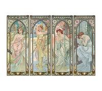Legendarte - Tableau, Impression Sur Toile - Les Heures Du Jour - Alphonse Mucha cm. 60x90