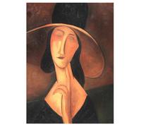Legendarte - Tableau, Impression Sur Toile - Portrait De Jeanne Hebuterne Dans Un Grand Chapeau Amedeo Modigliani cm. 50x70