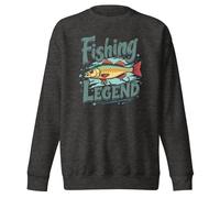 Legendary Fishing Enthusiast Graphic Sweatshirt unisexe pour adulte, Gris anthracite chiné, M