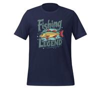 Legendary Fishing Enthusiast Graphic T-shirt unisexe pour adulte, bleu marine, M