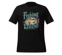 Legendary Fishing Enthusiast Graphic T-shirt unisexe pour adulte, Noir , XL