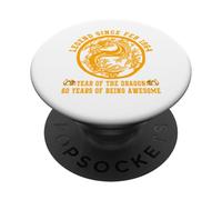 Légende Amusante du 60e Anniversaire Depuis février 1964 Année du Dragon PopSockets PopGrip Adhésif