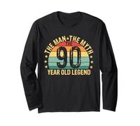 Légende du 90e anniversaire pour Cool Dad the Man the Myth Sunset Manche Longue