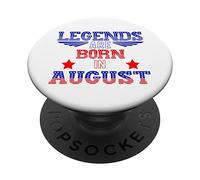 Legends are Born in August Stars and Stripes PopSockets PopGrip Adhésif