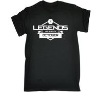 Legends are Born in October T-Shirt Legendary Month Tee Birthday Funny Black Manches Courtes(XX-Large)
