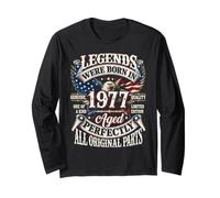 Legends Born in 1977 Vintage Patriotic Eagle 49th Birthday Manche Longue
