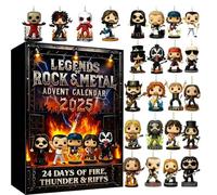 Legends of Rock and Roll Calendrier de l'Avent 2025, 24 jours en métal lourd avec personnages musicaux emblématiques, cadeaux de Noël pour les fans du groupe de hard rock (1 pièce)