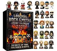 Legends of Rock and Roll Calendrier de l'Avent 2025, 24 jours en métal lourd avec personnages musicaux emblématiques de collection, cadeaux de Noël pour les fans du groupe de hard rock (A)