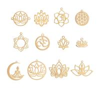 LEGENTLISUR 12 pièce 12 styles De Breloques En Acier Inoxydable En Vrac Chakra Pendentifs En Métal Breloques Pour La Fabrication De Bijoux Collier Bracelet Artisanat Bricolage
