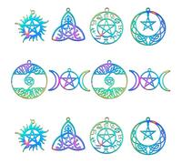 LEGENTLISUR 12 pièce 6 styles De Breloques En Acier Inoxydable En Vrac Pendentifs En Métal Arc En Ciel Vintage Pour La Fabrication De Bijoux Colliers Bracelets Loisirs Créatifs