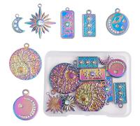 LEGENTLISUR 14 pièce 7 styles Breloques En Acier Inoxydable En Vrac Vintage Arc En Ciel Lune Étoile Pendentifs En Métal Breloques Pour La Fabrication De Bijoux Collier Bracelet Artisanat Bricolage