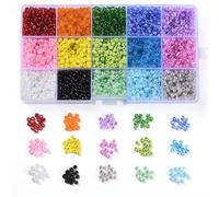 LEGENTLISUR 15 couleurs 4mm Perles De Graines De Verre Kit De Perles En Verre Perles De Rocaille Pour Collier Boucles d'Oreilles La Décoration De Bricolage,6/0