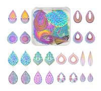 LEGENTLISUR 24 pièce Breloques En Acier Inoxydable En Vrac Pendentifs En Filigrane Arc En Ciel Vintage Pour La Fabrication De Bijoux Colliers Bracelets Loisirs Créatifs