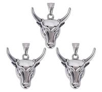 LEGENTLISUR 3 pendentif Tête De Vache En Acier Inoxydable Pendentifs Pendants En Argent que Hypoallergéniques Pour La Fabrication De Bijoux D'Accessoires Ou De Loisirs Créatifs
