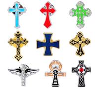 LEGENTLISUR 9 Pièces 9 Styles Broche Broche croix Broche à revers en émail Ensemble de broche Convient pour Décorer Les Chapeaux écharpes Vêtements et Sacs à Dos pour Hommes et Femmes