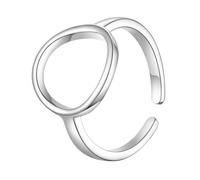 LEGENTLISUR Bague En Argent Sterling 925 Bague Cercle Ouvert Bague Ouverte En Argent Sterling Bague Simple En Argent Sterling Pour Femme（Platine）