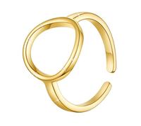 LEGENTLISUR Bague En Argent Sterling 925 Bague Cercle Ouvert Bague Ouverte En Argent Sterling Bague Simple En Argent Sterling Pour Femme（Véritable Plaqué Or 24 Carats）