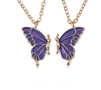 LEGENTLISUR Collier d'amitié pour 2 Best Friend Pendentif Separable Detachable Papillon Acier Inoxydable Bijoux Pour Femmes Filles Couple(Violet)