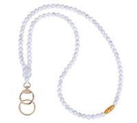 LEGENTLISUR Cordon D'identification en Silicone, Cordon pour Badges D'identité, Badge D'enseignant et Cordon pour Clés, Lanière D'identification Rétractable Perles, Cadeaux pour femmes(Blanc)