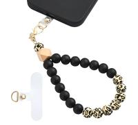 LEGENTLISUR Dragonne de téléphone avec perles en silicone avec languette d'attache élastique mains libres pour téléphone portable (noir A)