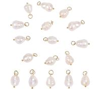 LEGENTLISUR Lot de 12 pendentifs en perles pour la fabrication de bijoux - Pendentif coquillage de riz baroque - Perles naturelles blanches irrégulières - Pendentif mignon - Grand paquet pour colliers