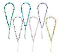 LEGENTLISUR Lot de 5/6 bracelets de téléphone portable avec perles de verre anti-perte pour téléphone portable - Chaîne à breloques pour clés de voiture, portefeuille, téléphone portable, Verre