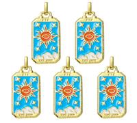 LEGENTLISUR Lot de 5 pendentifs en forme de tarot soleil pour la fabrication de bijoux en alliage émaillé pour bracelets, colliers, boucles d'oreilles, accessoires de bricolage, Acier allié