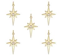LEGENTLISUR Mini breloques en forme d'étoile dorée pour la fabrication de bijoux en oxyde de zirconium avec anneaux ouverts pour bracelets, colliers, boucles d'oreilles, porte-clés, fournitures de