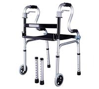 Léger, avec siège et roues, assistance au pas pliable et réglable en hauteur, déambulateur droit pour personnes âgées, pour l'extérieur et l'intérieur tout terrain (A 2 roues)