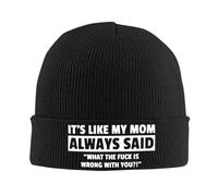 Léger Bonnet d'hiver Tricoté,C'est comme Si Ma Mère Disait Toujours Quoi ?,Bonnet Hiver Chaud Tricot,Classique Chapeau d'hiver Tricoté pour Ski,Femme,Cyclisme