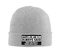 Léger Bonnet Souple Tricoté,C'est comme Si Ma Mère Disait Toujours : Qu'est-Ce Qui Ne Va Pas chez Toi ?,Tricoter Chapeau,Extensible Beanie Tricoté pour Femme,Ski,Cyclisme