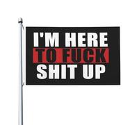 Léger Drapeau thématique Je suis ici pour baiser le drapeau décoratif Drapeau résistant aux intempéries 3x5 Ft pour balcon,bars,Décoration extérieure