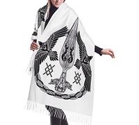 Léger Écharpe Deux Corbeaux Viking Vintage Loup Norse Draupnir Châle Écharpe Unisexe Femme Foulard pour Noël Homme Femmes 68X196cm