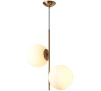 Léger et luxueux moderne simple 2 têtes de balle rond en verre lustres de chambre à coucher cafe de chambre de lit décoration avant lampe suspendue LED E27 Source légère Pendant Lightled Modern
